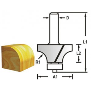 Zaoblovací fréza s ložiskem stopka 8 mm,20,7x10x52 mm