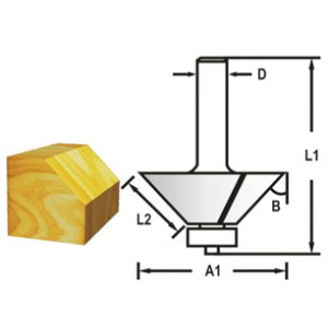 Fazetová/hranová fréza s ložiskem stopka 8 mm,30,2x12,7x55 mm
