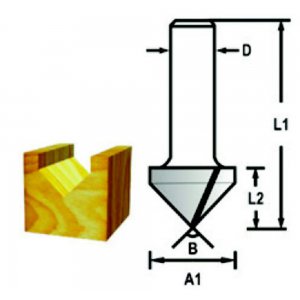 Drážkovací fréza tvaru V stopka 6 mm,12,7x16x48 mm