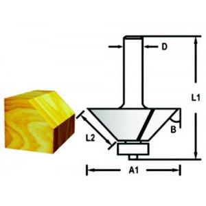 Fazetová/hranová fréza s ložiskem stopka 6 mm,25,4x11x51 mm