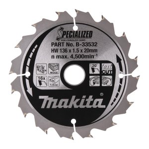 kotouč pilový dřevo SPECIALIZED 136x1.5x20mm 16Z pro aku pily = old B-10643