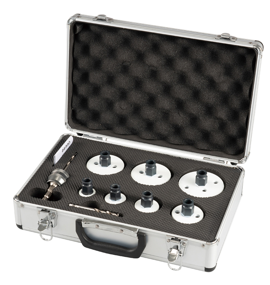 Makita E-12304 sada děrovek BiM Ezychange 2 v Al kufru: 19, 22, 29, 38, 44, 57 + vrták HSS-G